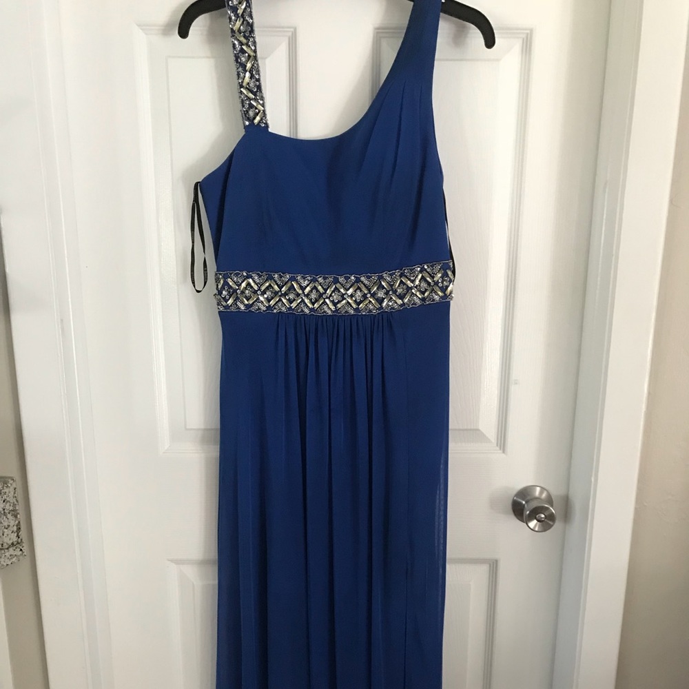 Long Blue rhinestone dress
